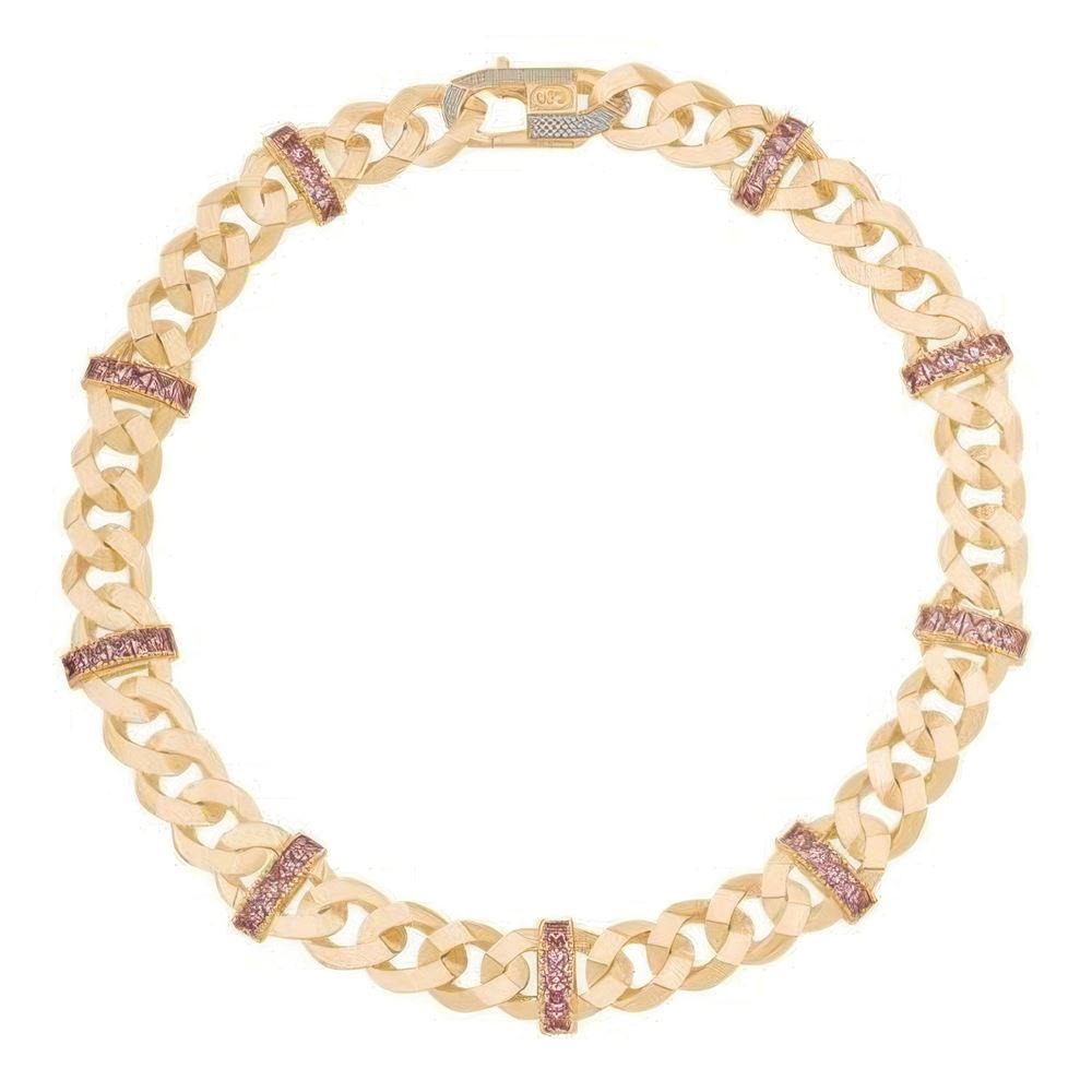 Pembe Taşlı Gurmet Altın Kolye 45Cm Zincir