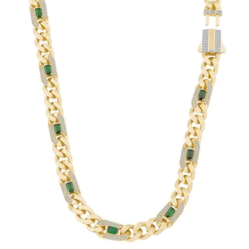 Yeşil Taşlı Gurmet Zincir 45Cm