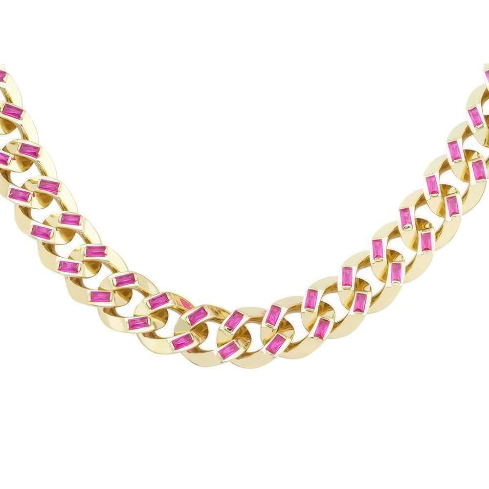 Yakut Taşlı Gurmet Zincir 45 Cm