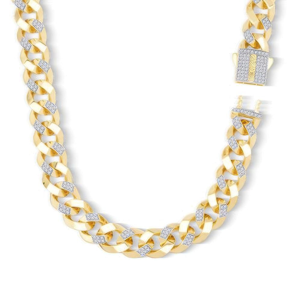 13Mm Altın Taşlı Gurmet Zincir 45 Cm