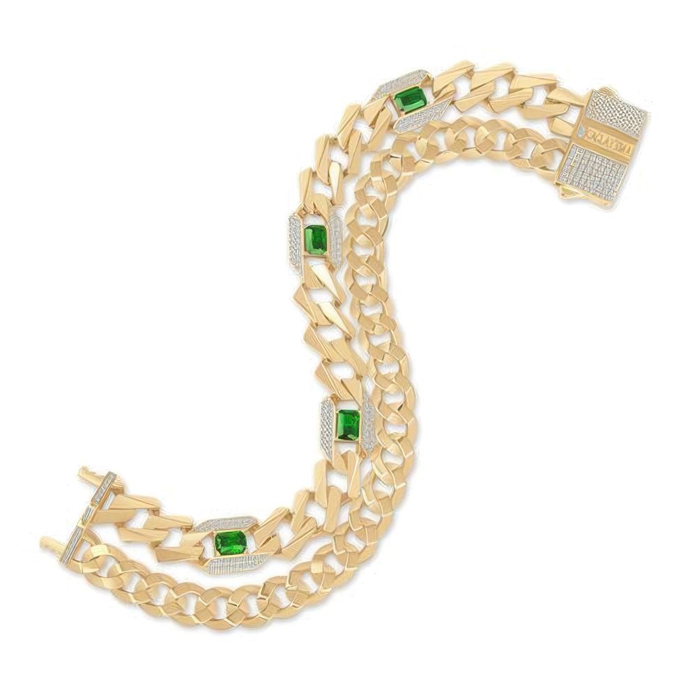 Zümrüt Taşlı İki Sıra Gurmet Bileklik 18CM