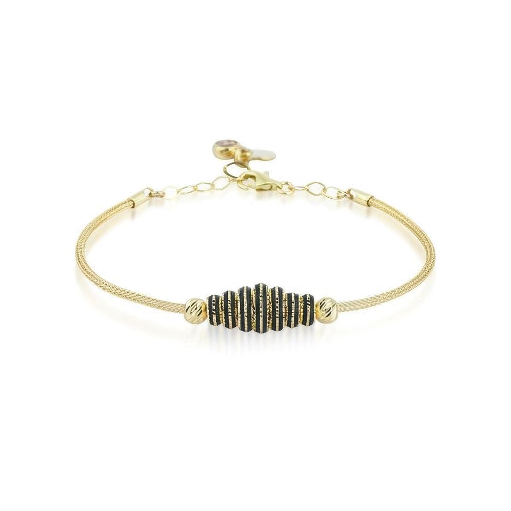 Altın Siyah Mineli Bileklik 18CM