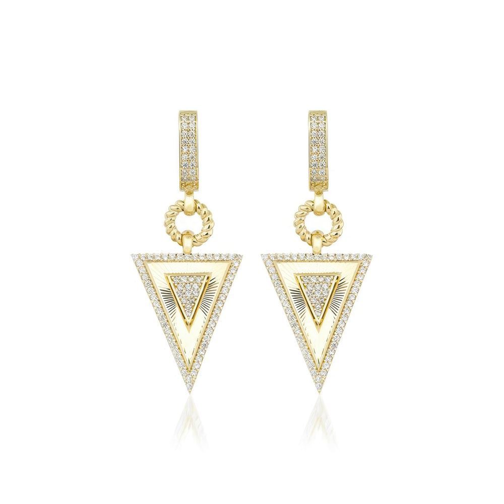 Taşlı Kalemli Üçgen Küpe