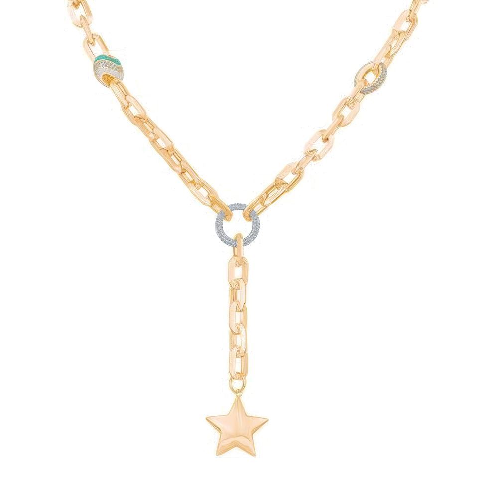 Taşlı Halka Yıldız Kolye 50Cm Zincir