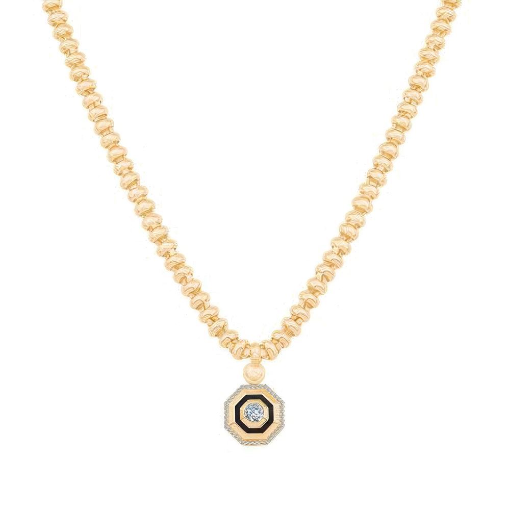 Siyah Mineli Tasarım Kolye 50Cm Zincir