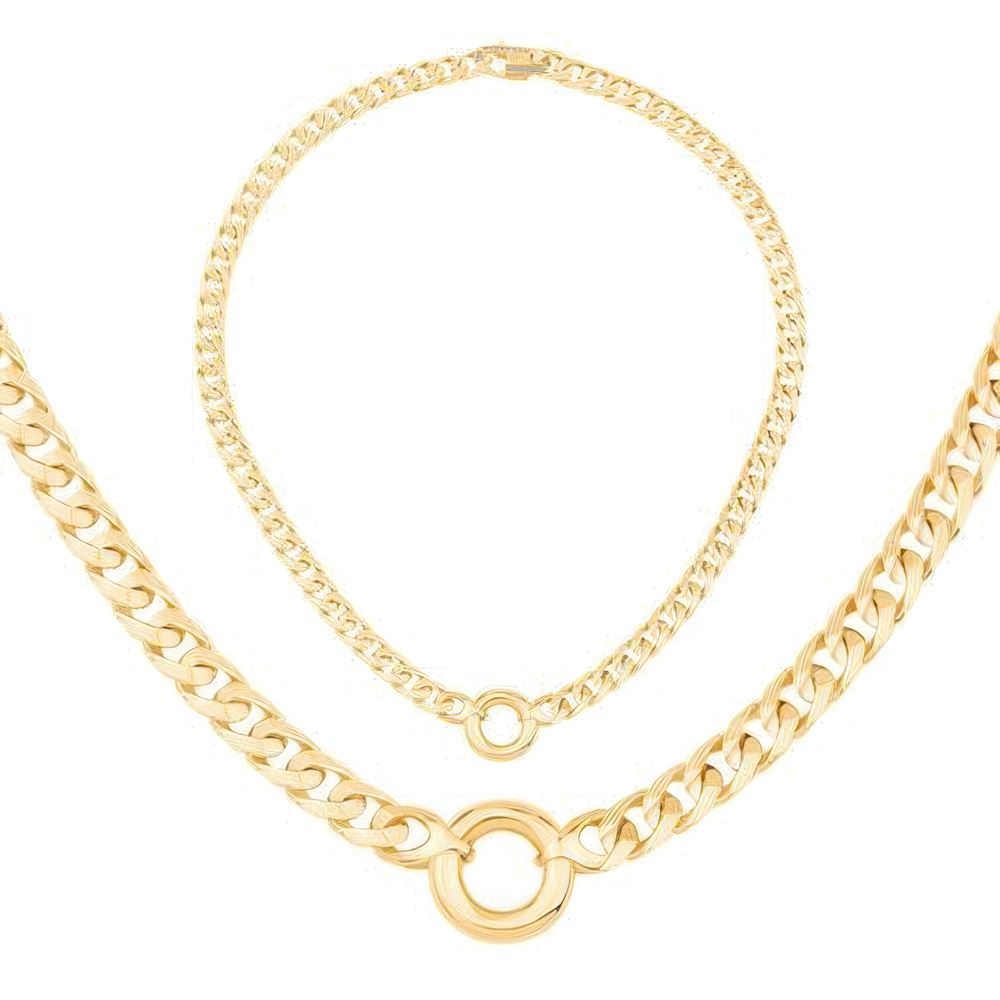 Halka Detaylı Piramit Gurmet  Kolye 43 Cm Zincir