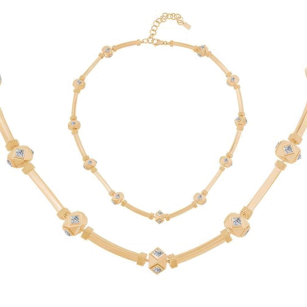 Taşlı Silindir Kolye 43 Cm Zincir