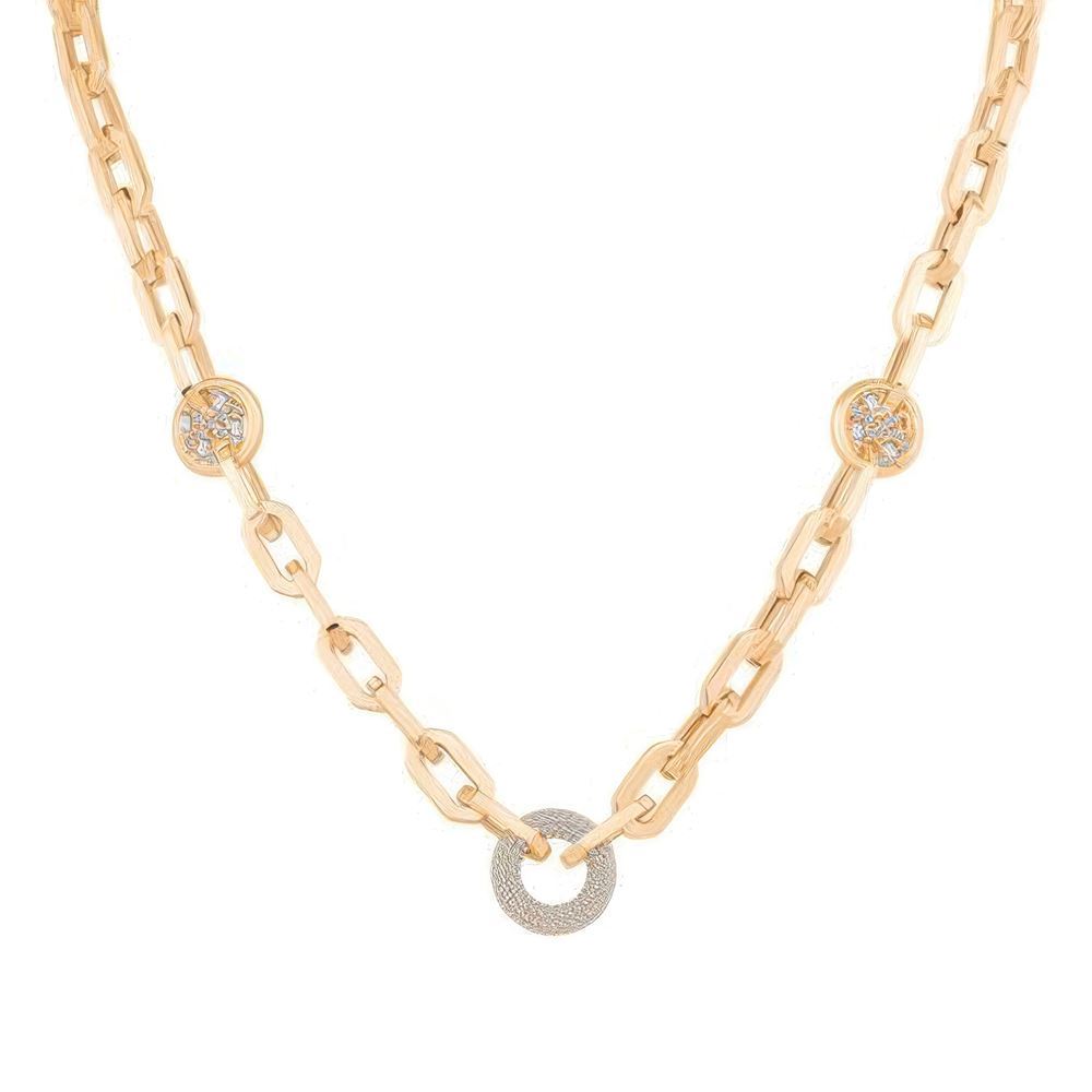 Taşlı Halka Detaylı Geometrik Kolye 50 Cm Zincir