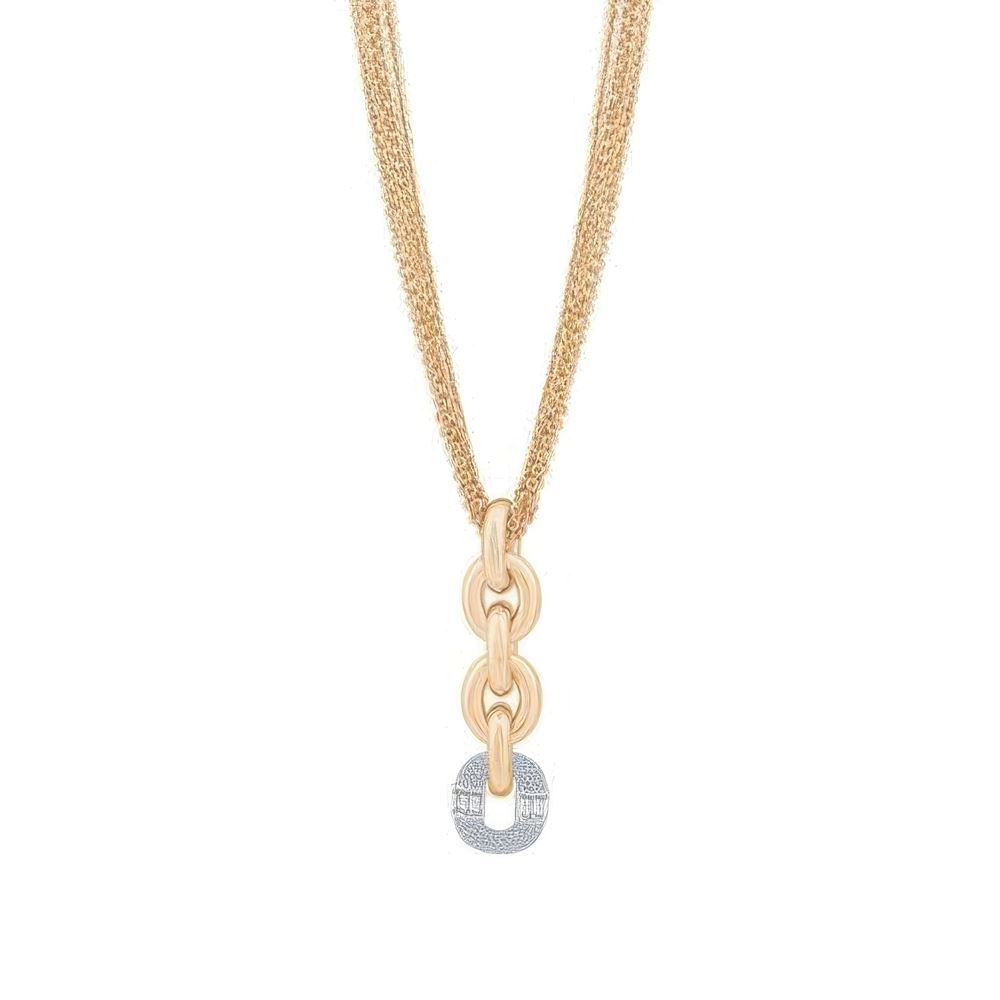 Pembe Taş Çerçevelil Kolye 50 Cm Zincir