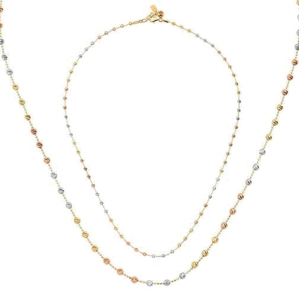 Renkli Top Top Altın Kolye 50 Cm Zincir