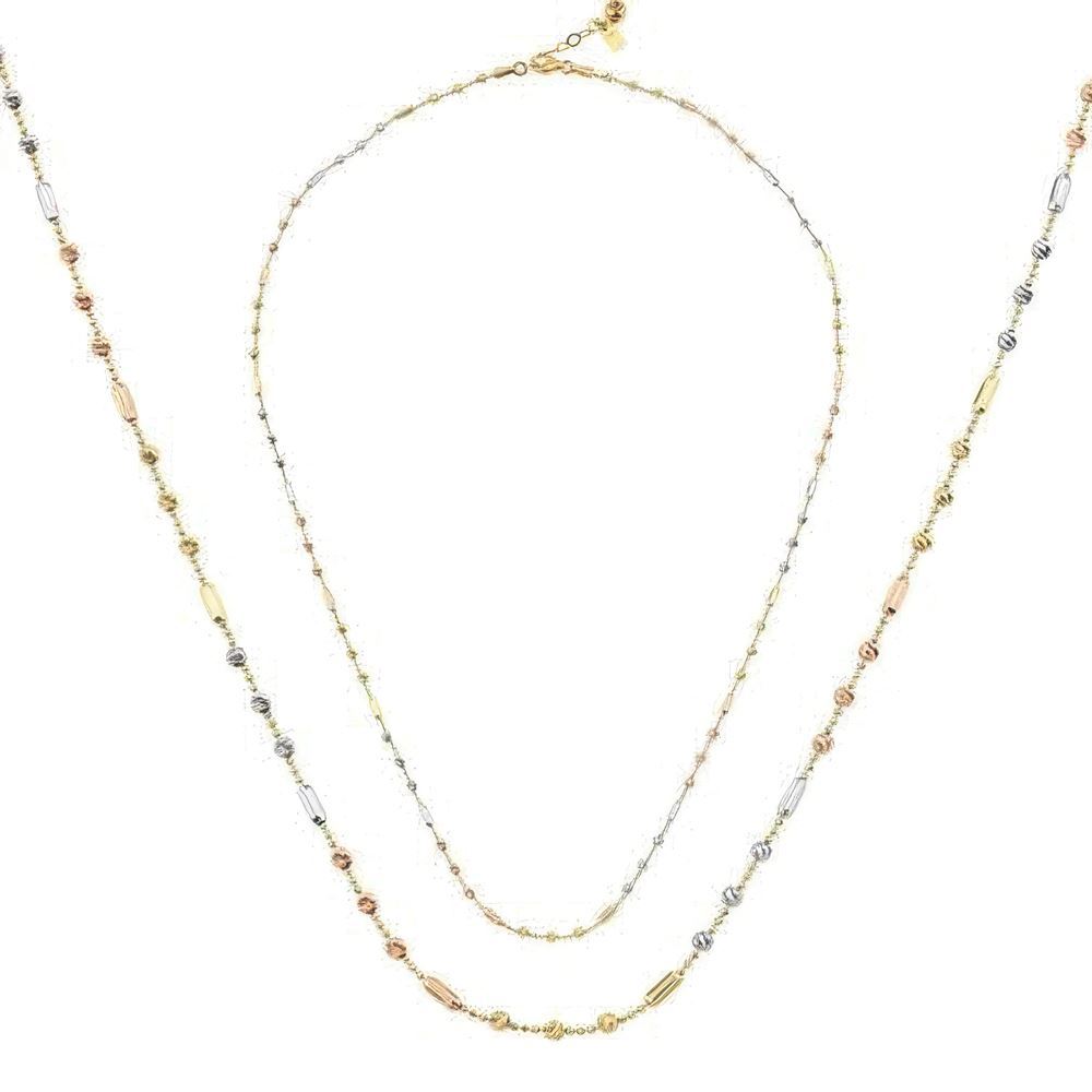 Kalemli Silindir Altın Kolye 50 Cm Zincir