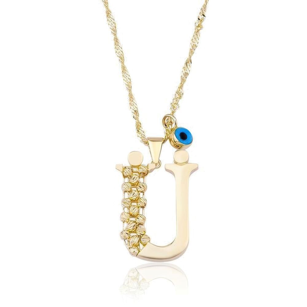 Ü Harf Altın Kolye 55Cm Zincir