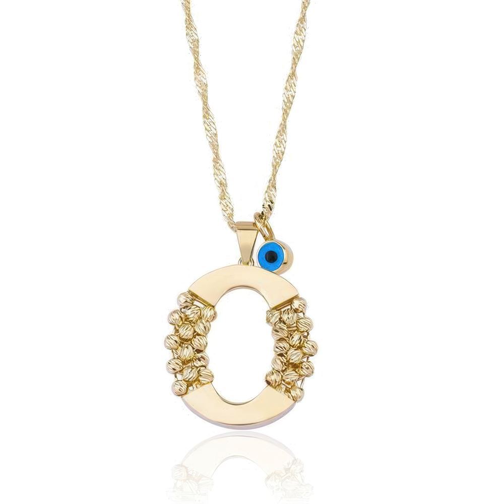 O Harf Altın Kolye 55Cm Zincir