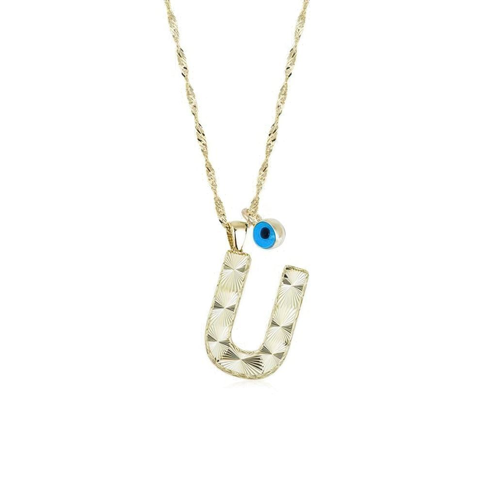 Altın U Harf Kolye 55Cm Zincir