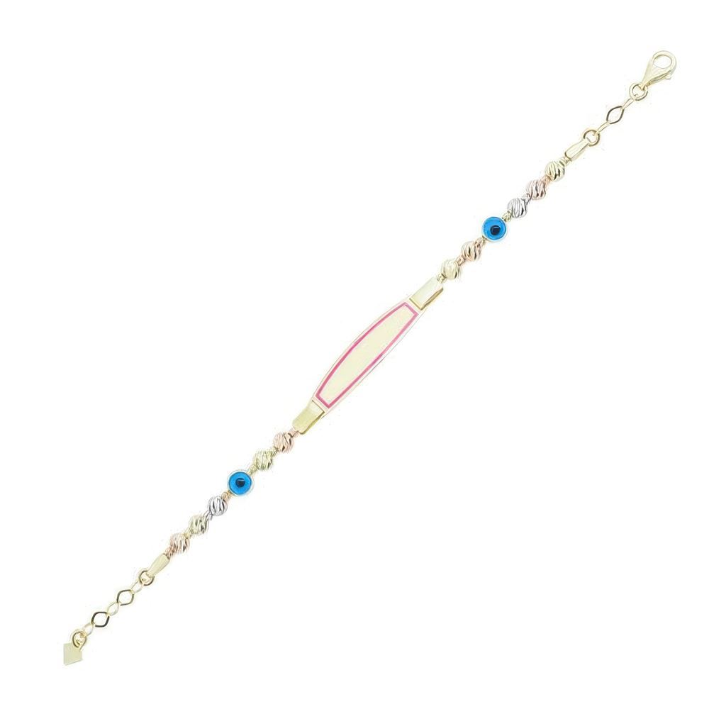 Pembe Mineli Çocuk Künyesi 15Cm Bileklik