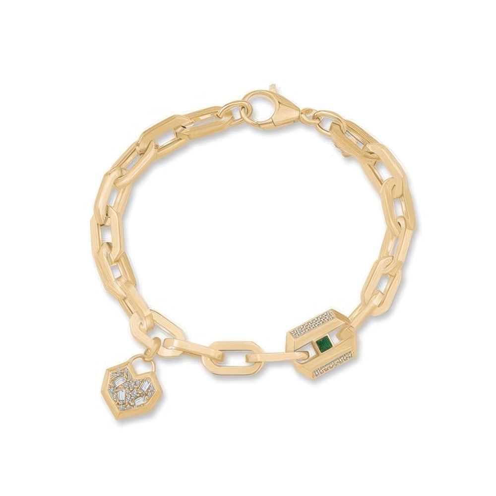 İtalyan Tasarım Baget Taşlı Kalp Bileklik 18CM