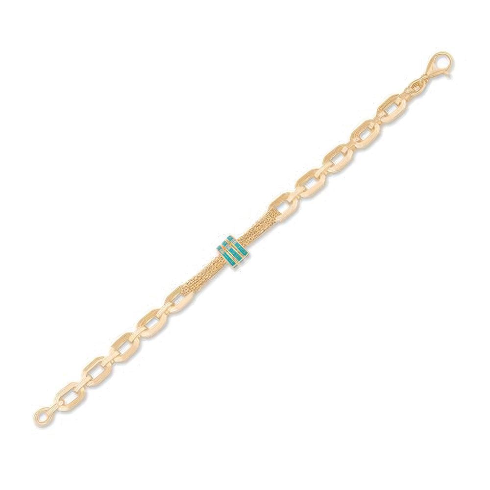 İtalyan Tasarım Zincir Detaylı Altın Bileklik 18cm