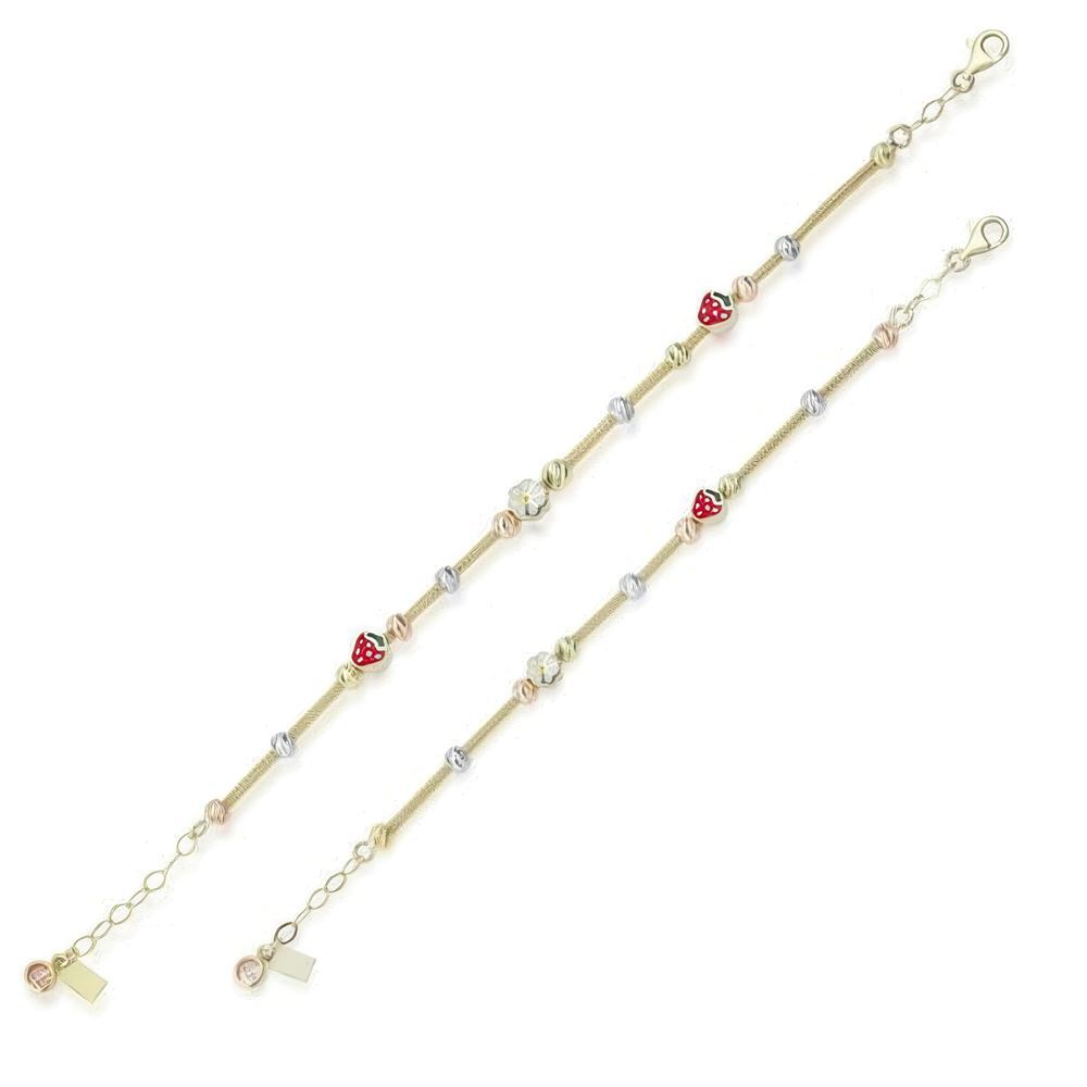 Anne Çocuk Mineli İkili Set Altın Bileklik Anne 19Cm Çocuk 14Cm