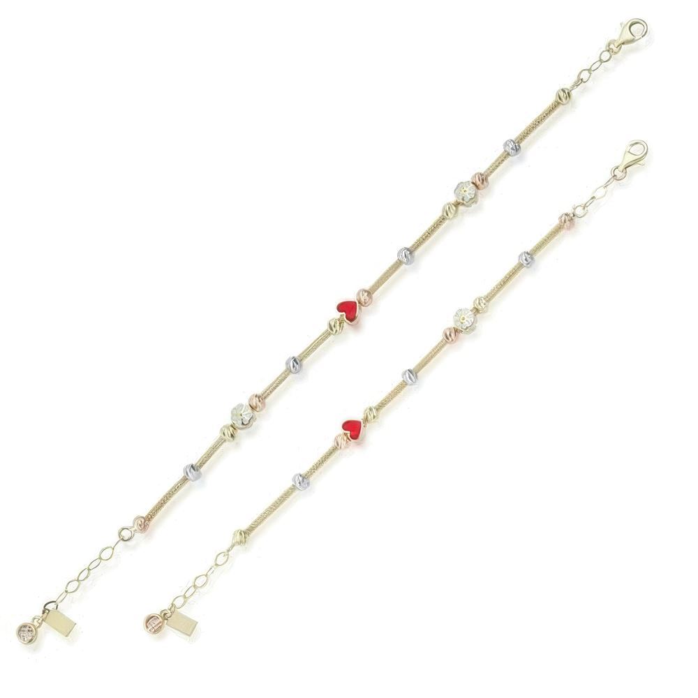 Anne Çocuk Mineli İkili Set Altın Bileklik Anne 19Cm Çocuk 14Cm