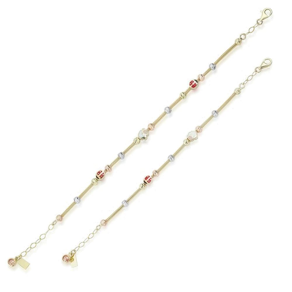 Anne Çocuk Mineli İkili Set Altın Bileklik Anne 19Cm Çocuk 14Cm