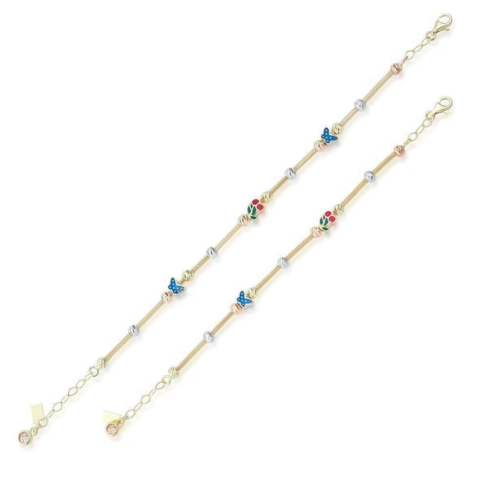 Anne Çocuk Mineli İkili Set Altın Bileklik Anne 19Cm Çocuk 14Cm