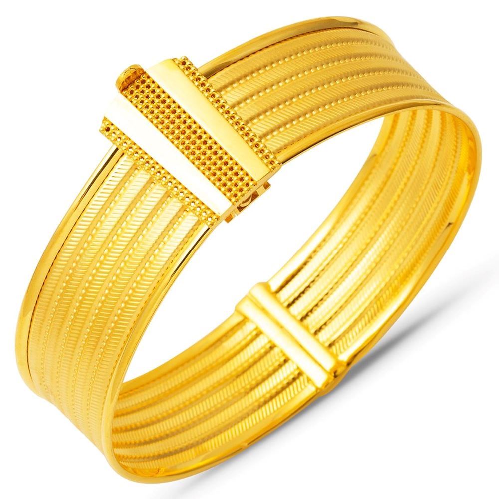 22 Ayar 5 Sıra Hasır Altın Kelepçe Bilezik (Modern Tasarım)