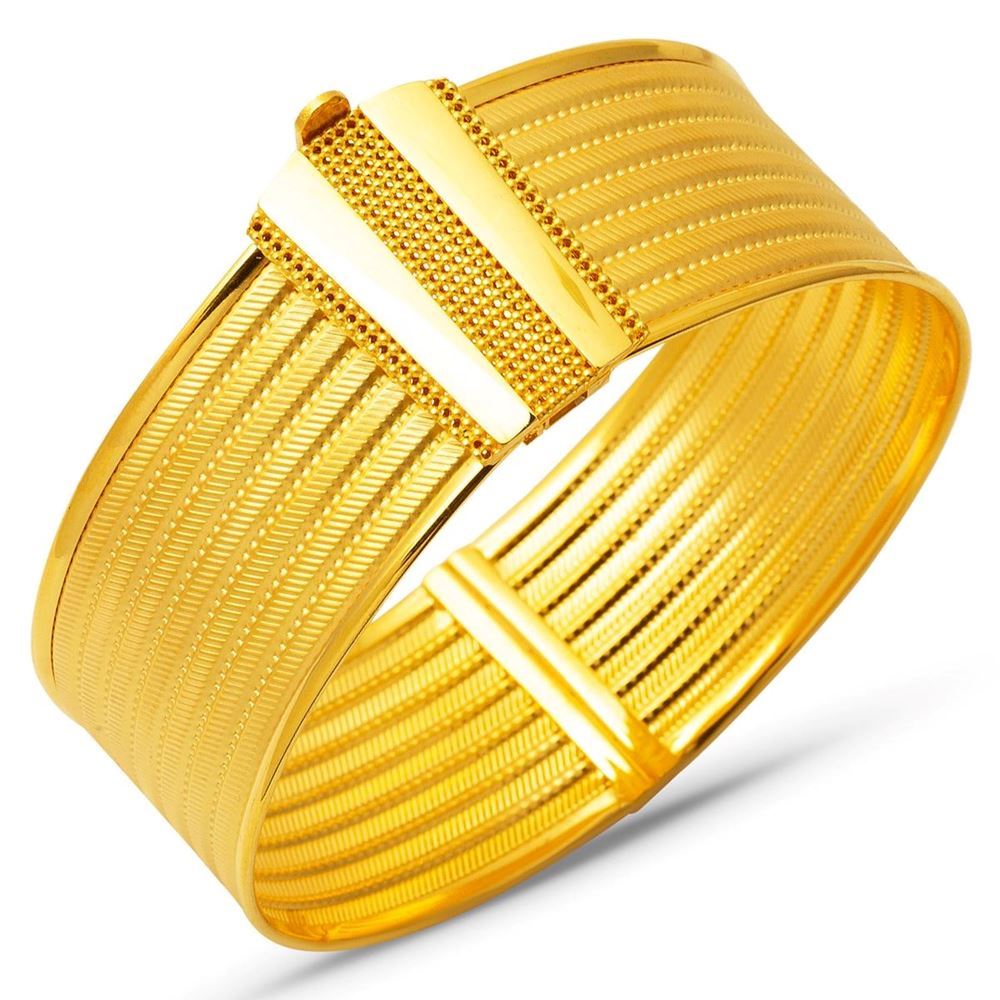 22 Ayar 7 Sıra Hasır Altın Kelepçe Bilezik (Geniş Model)