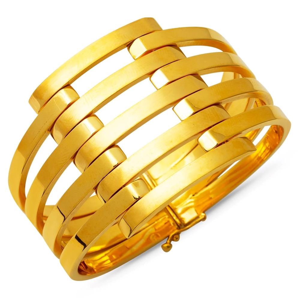 22 Ayar 5'li Kaburga Altın Kelepçe Bilezik (Kalın Model)