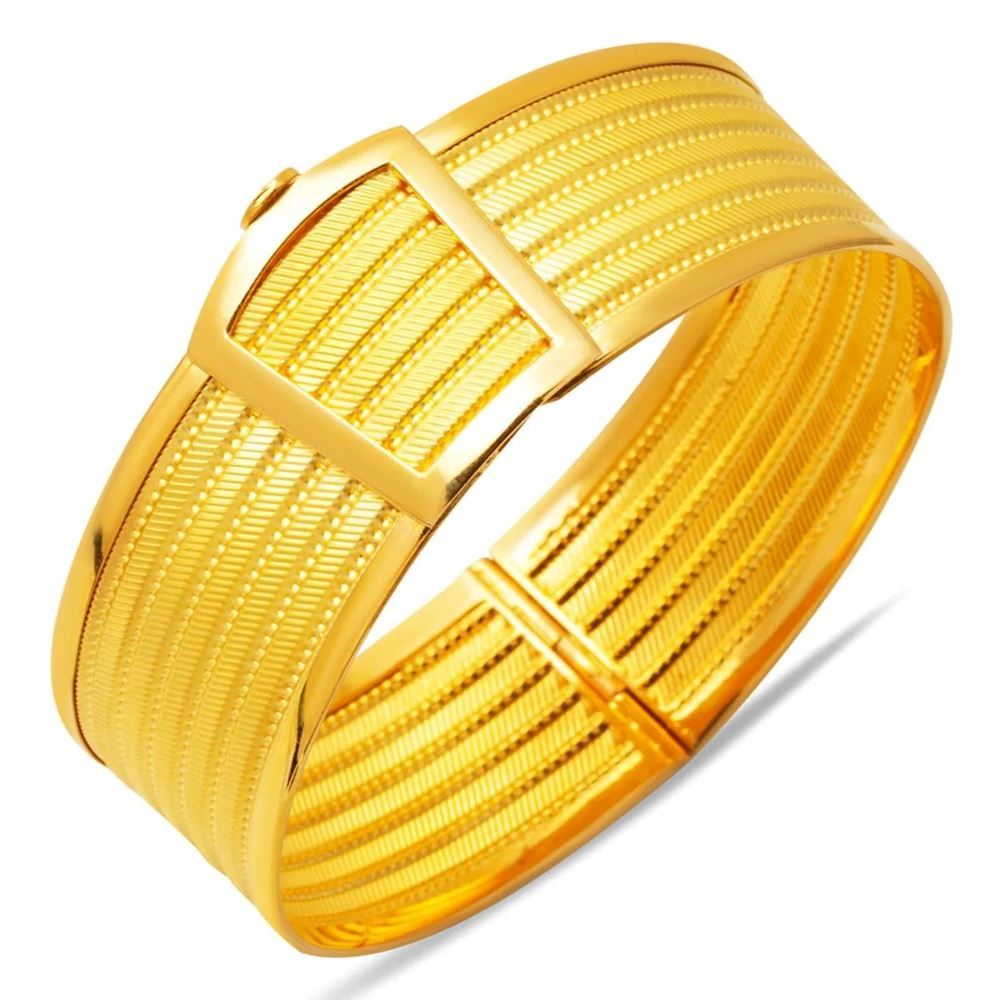 22 Ayar 5 Sıra Hasır Altın Kelepçe Bilezik (Kalın Model)