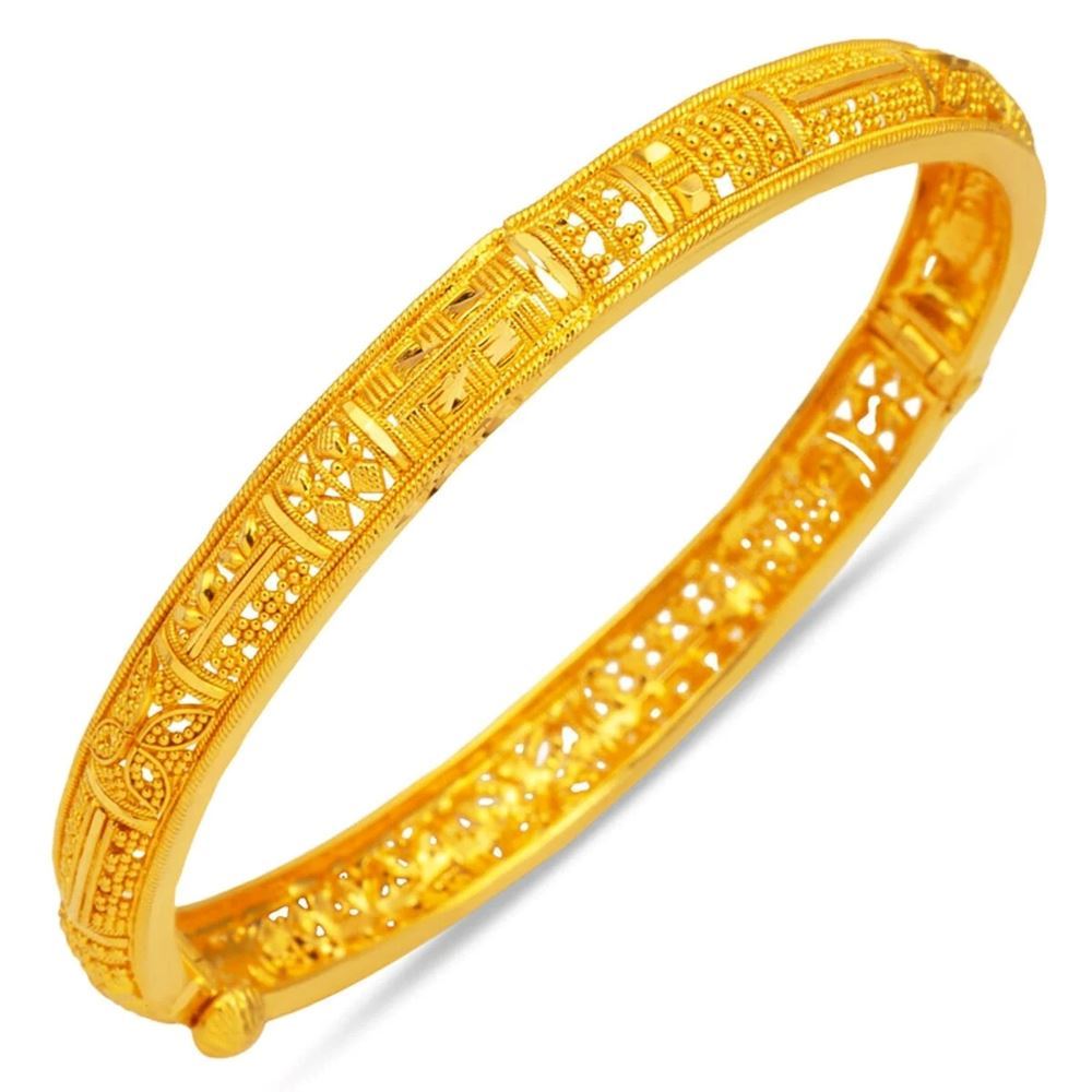 22 Ayar Hint İşi Altın Kelepçe Bilezik (Klasik Tasarım)