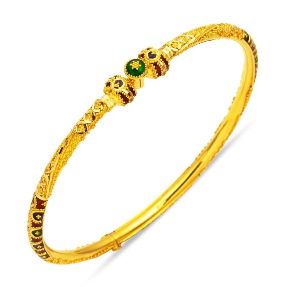 22 Ayar Hint İşi Kilitli Altın Bilezik (Geleneksel Model)