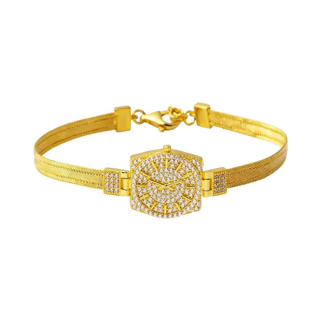 22 Ayar Saat Görünümlü  Trabzon Hasır Bileklik Altın Bileklik