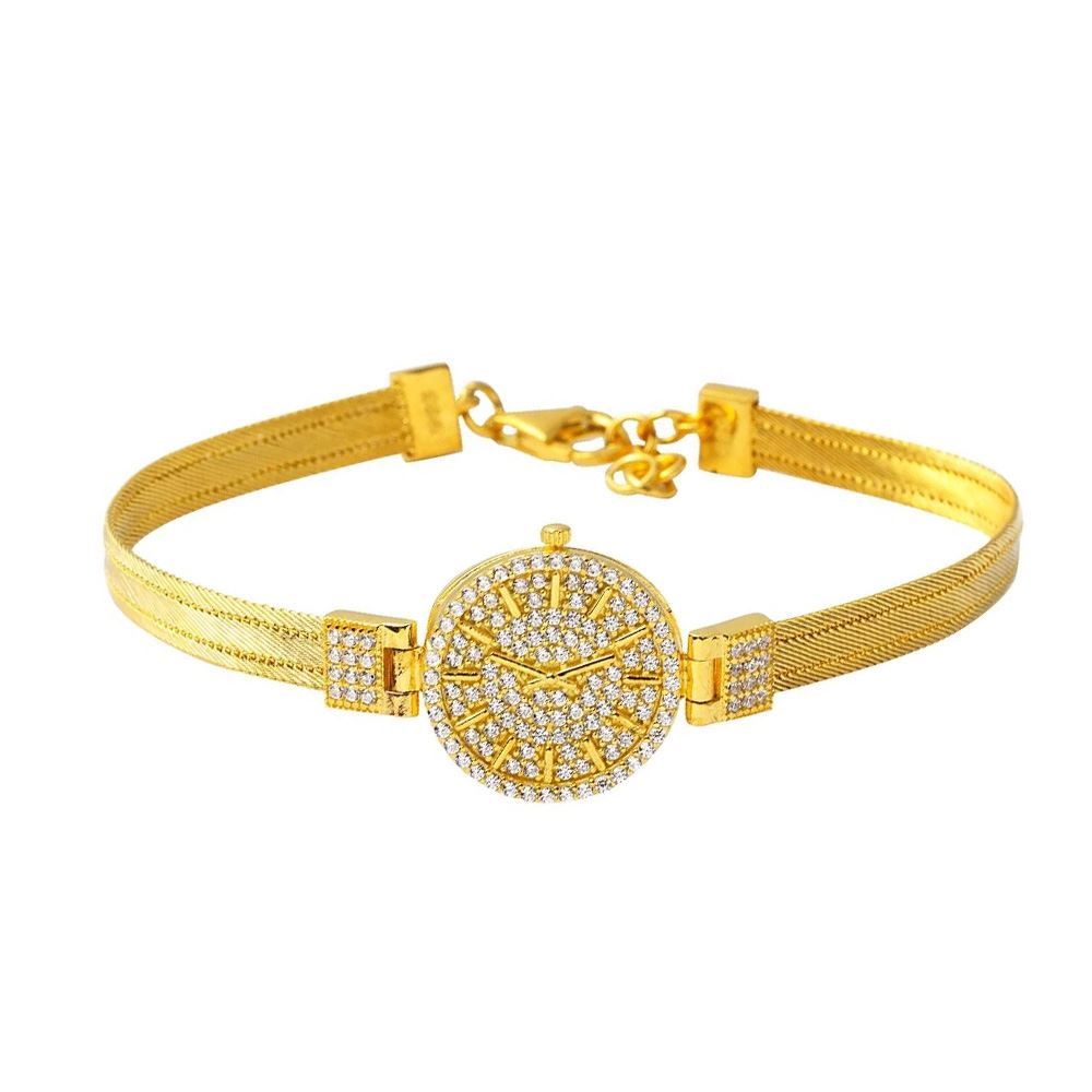 22 Ayar Saat Görünümlü Trabzon Hasır  Bileklik Altın Bileklik