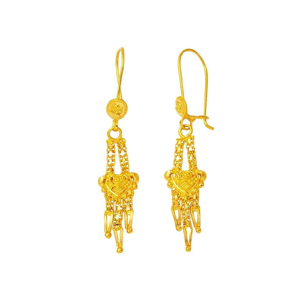 22 Ayar Hint İşi Sallantılı Altın Küpe (El İşçiligi)