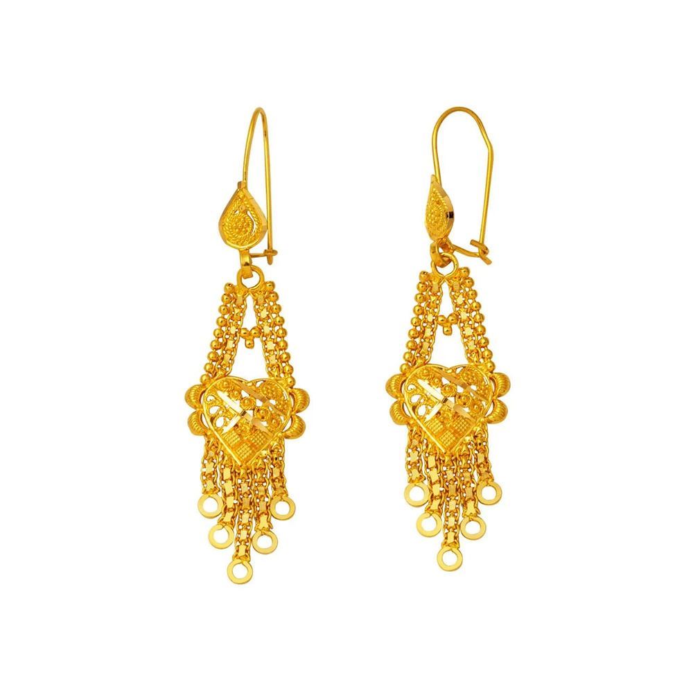 22 Ayar Sallantılı Hint Model Altın Küpe (Zarif Tasarım)