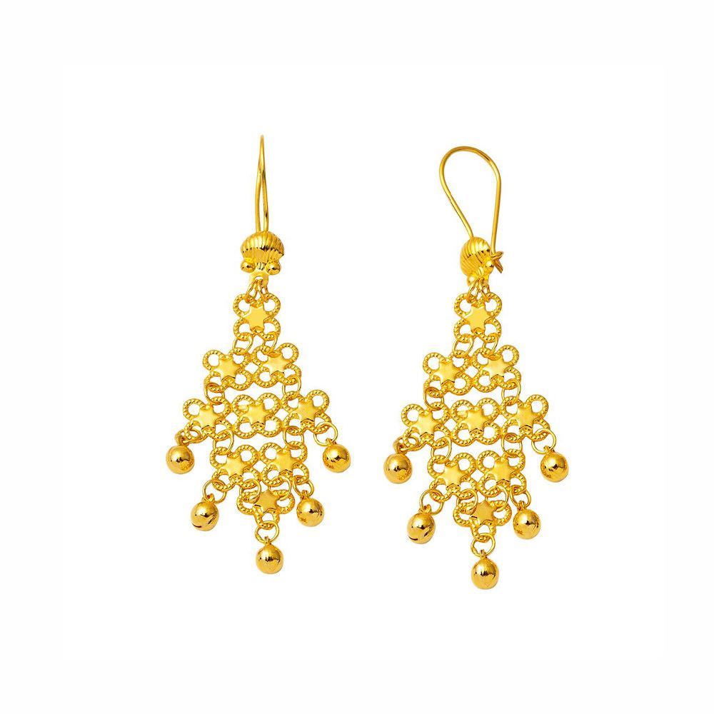 22 Ayar Hint Tasarım Altın Küpe (Minimal Model)