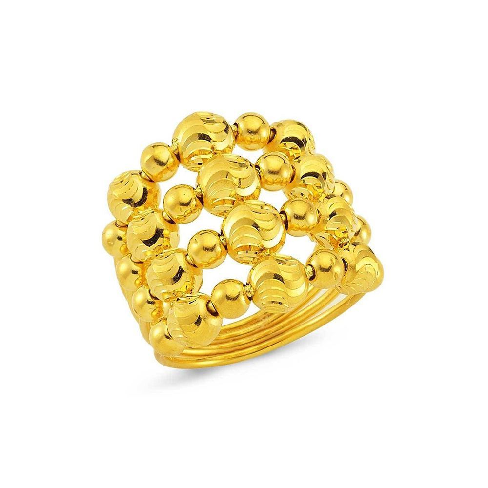22 Ayar 4 Sıralı Toplu Habbe Altın Yüzük (Geniş Model)